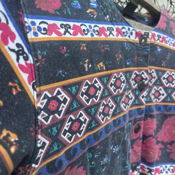 Vintage Eddie Bauer Knit Floral Fair Isle All Over Print Button Up Cardigan SP - Picture 4 of 8